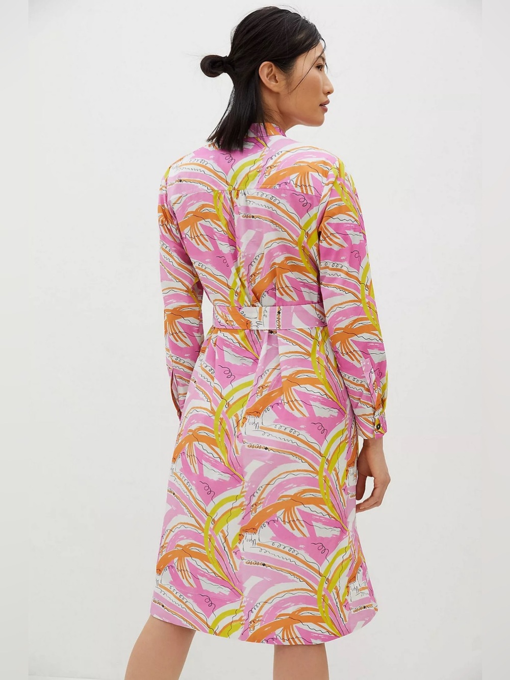 Vera for Anthropologie Confetti Midi Shirt Dress Pink Abstract Print S - Picture 15 of 15